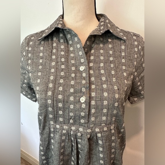 Max Studio XS Shift Dress Grey Patterned V Neck Collared Button NWOT - Picture 3 of 10